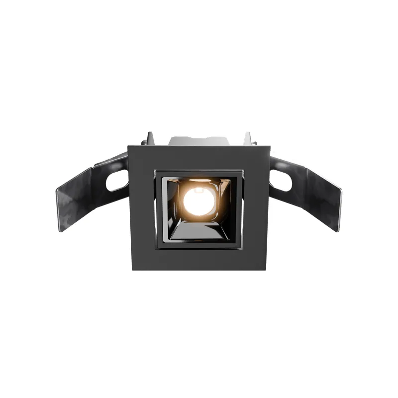 Luminária de Embutir Quadrada Direcionável 2W LED 3000K Luz Amarela Bivolt Preta Antiofuscante AY18121 Pandora Ayla