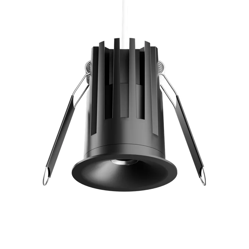 Spot de Embutir Redondo 4W LED 3000K Luz Amarela Bivolt Preto Antiofuscante AY189738 Hide Ayla