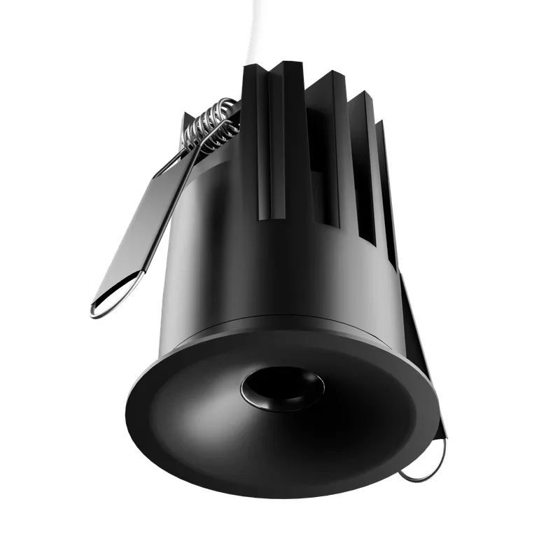 Spot de Embutir Redondo 7W LED 3000K Luz Amarela Bivolt Preto Antiofuscante AY189740 Hide Ayla