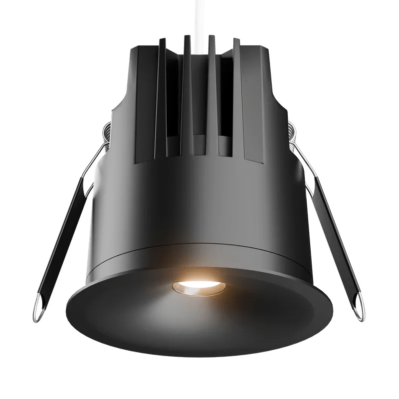 Spot de Embutir Redondo 12W LED 3000K Luz Amarela Bivolt Preto Antiofuscante AY189742 Hide Ayla