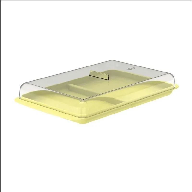 Porta Frios Duplo Pote Cozinha Tampa Mesa Break Amarelo Ou