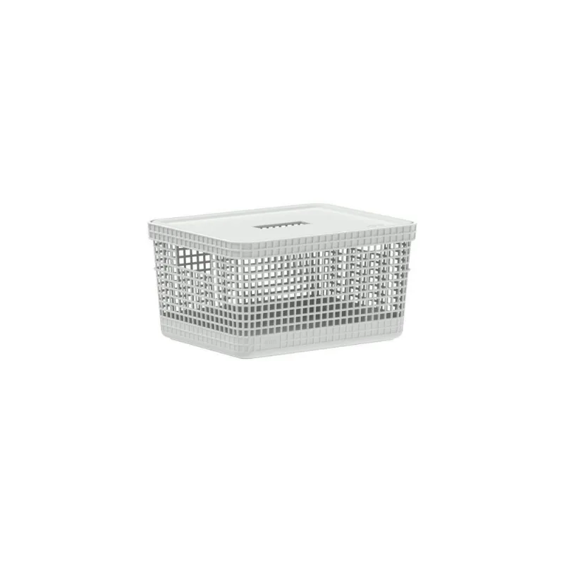 Cesto Organizador com Tampa Grid Ou 8 Litros 28 x 22 x 15,2 cm Branco Oceano