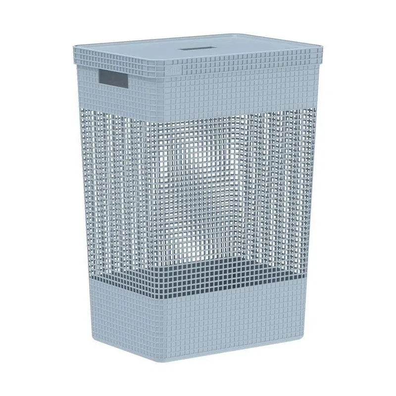 Cesto De Roupa Grid Azul Glacial 49 L Com Tampa 38 X 28 X 55,2 Cm