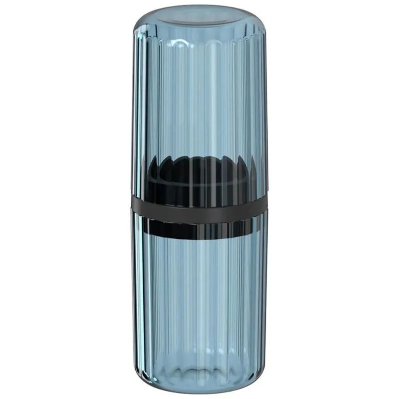 Porta Escova de Dente Azul Glacial Com Tampa 7,8X21,3cm Groove Classic