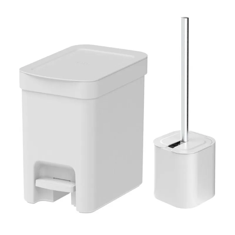 Kit Lixeira + Escova Sanitária Trium Branco