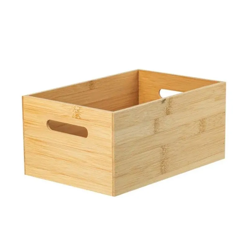 Caixa Organizadora Cesto Bambu Dispensa Com Alças Decorativa