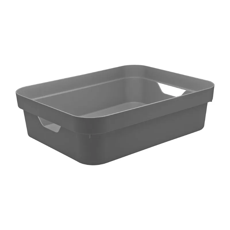 Caja organizadora baja pequeña Cube gris 29.5x21x9 cm