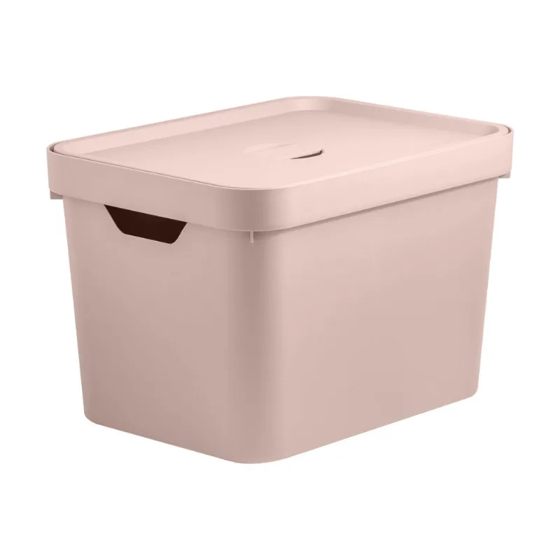 Caja organizadora con tapa mediana Cube 18 lts rosa 36x27x2 cm