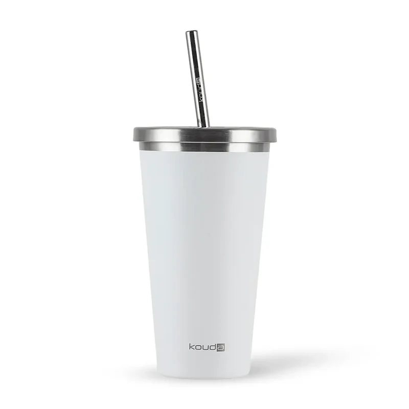 Copo Térmico com Canudo Kouda Beni - 570ml - Branco - KOUDA