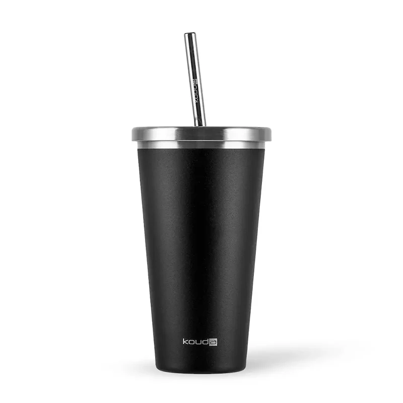 Copo Térmico com Canudo Kouda Beni - 570ml - Preto - KOUDA
