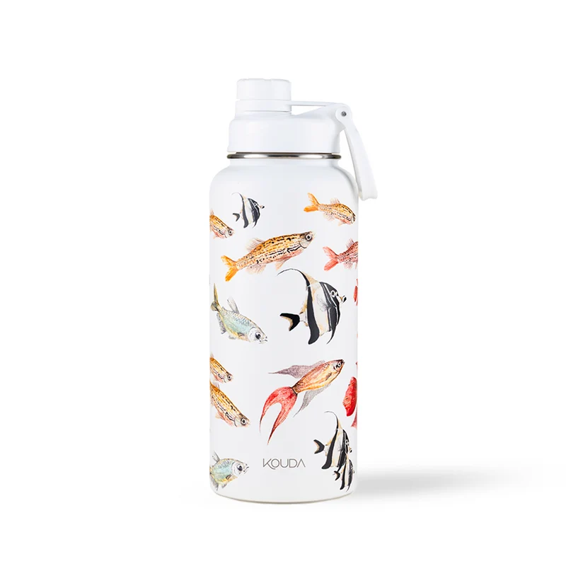 Garrafa Kouda Ladakh 960ml - Peixes - Clara Calmon - Branco - KOUDA