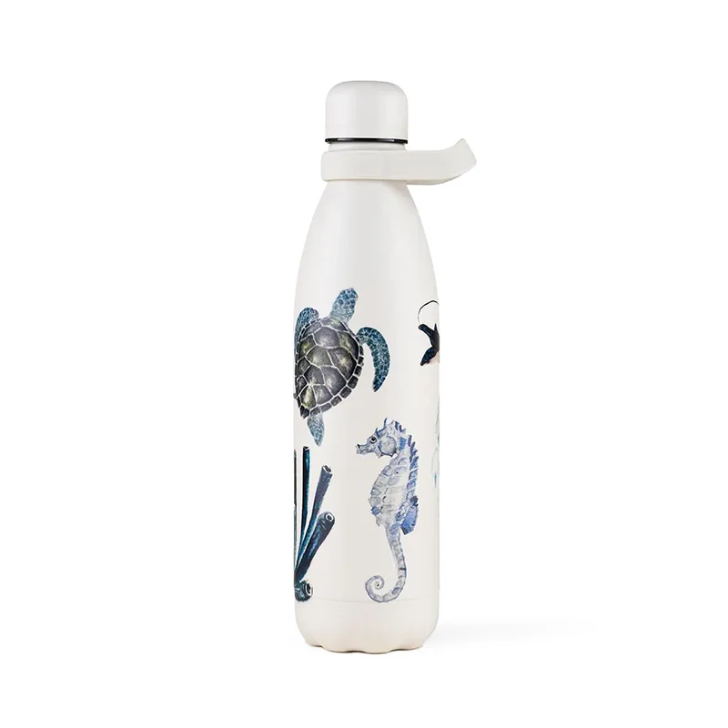 Garrafa Kouda Grey 750ml - Fauna e Flora Marinha - Clara Calmon - Branco - KOUDA