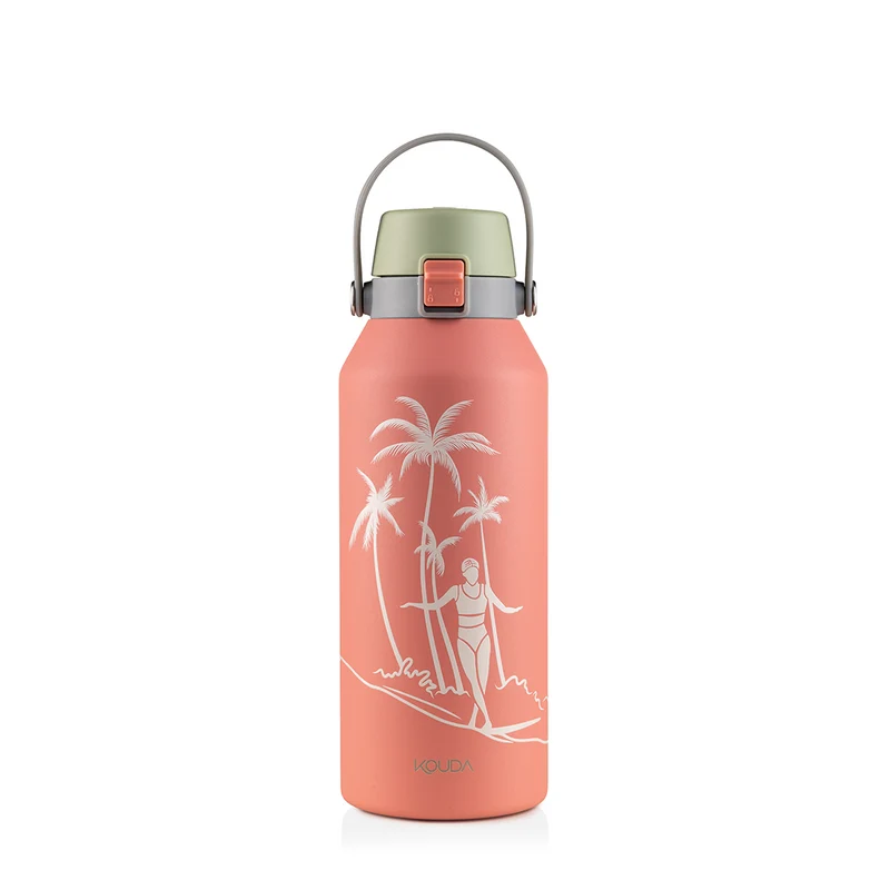 Garrafa Térmica Kouda Vega - 1 Litro - Palm Surf - Sanne - Coral - KOUDA
