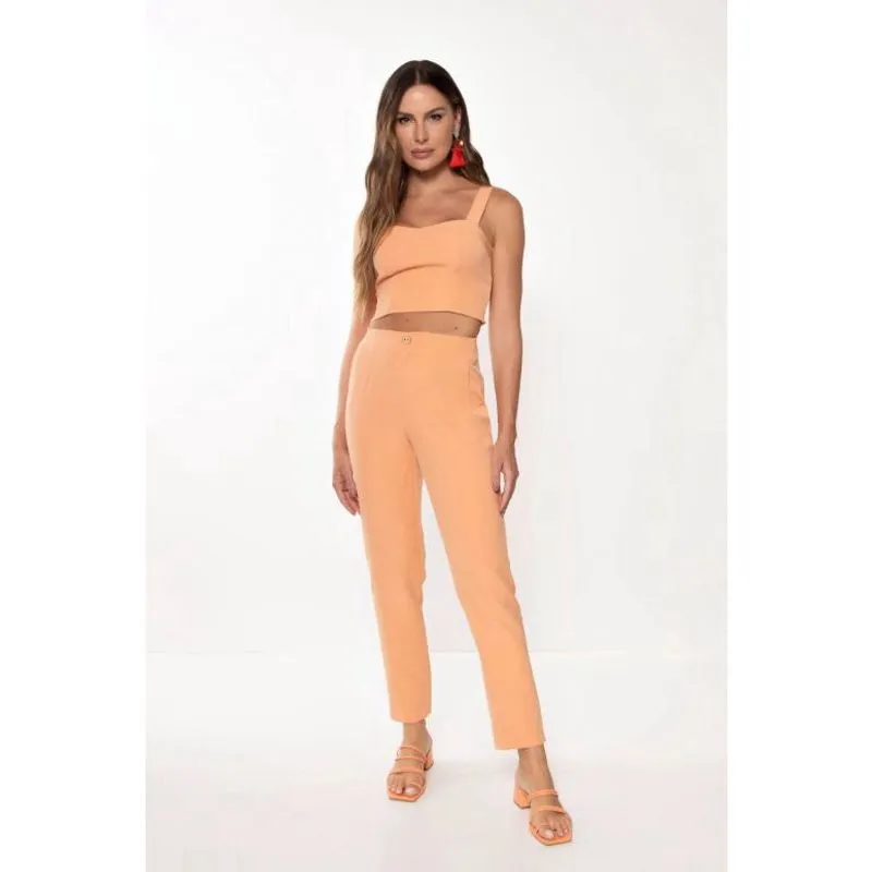 Top cropped justo manga curta flor de lis feminino