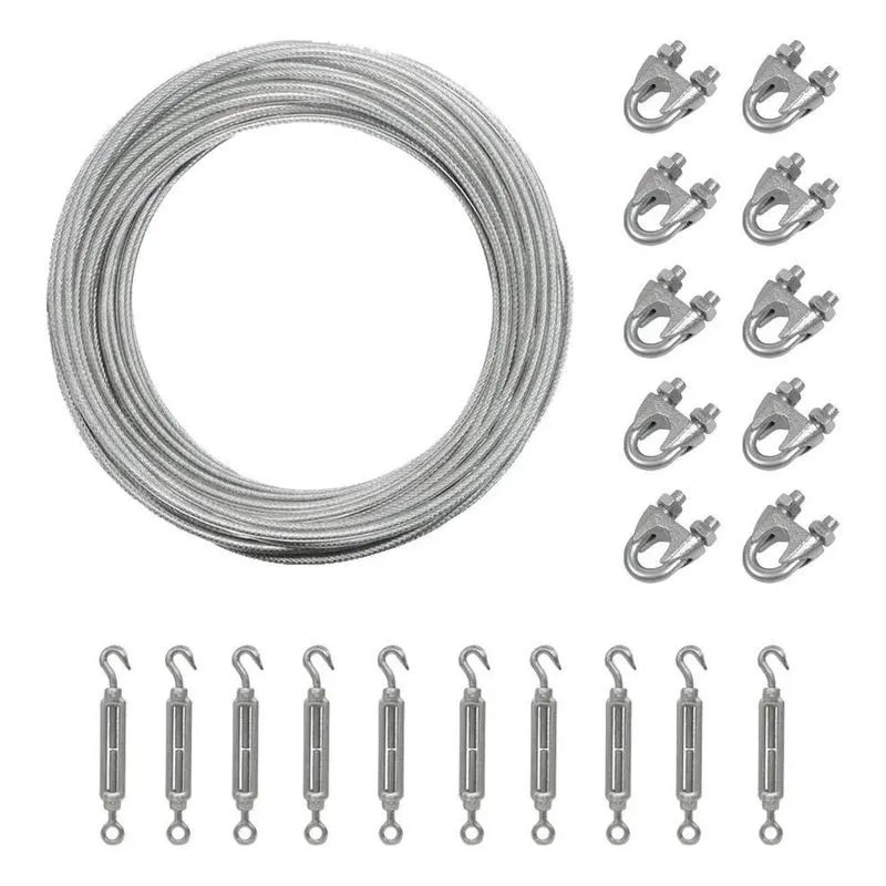 3x 100m Cabo De Varal 1,75mm + 10 Clips 1/8 + 10 Esticadores