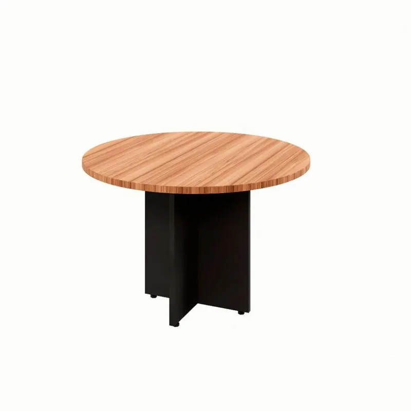 Mesa de Reunião Redonda Mobly Yaris MDP Nogal Sevilha e Preta