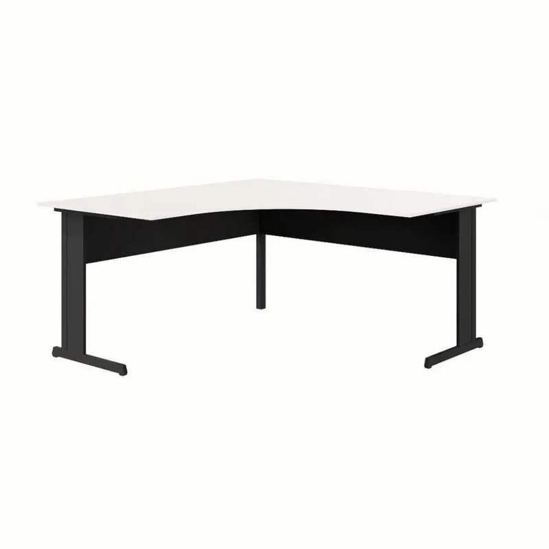 Mesa de Escritório em L New City Cinza e Preta 160 cm