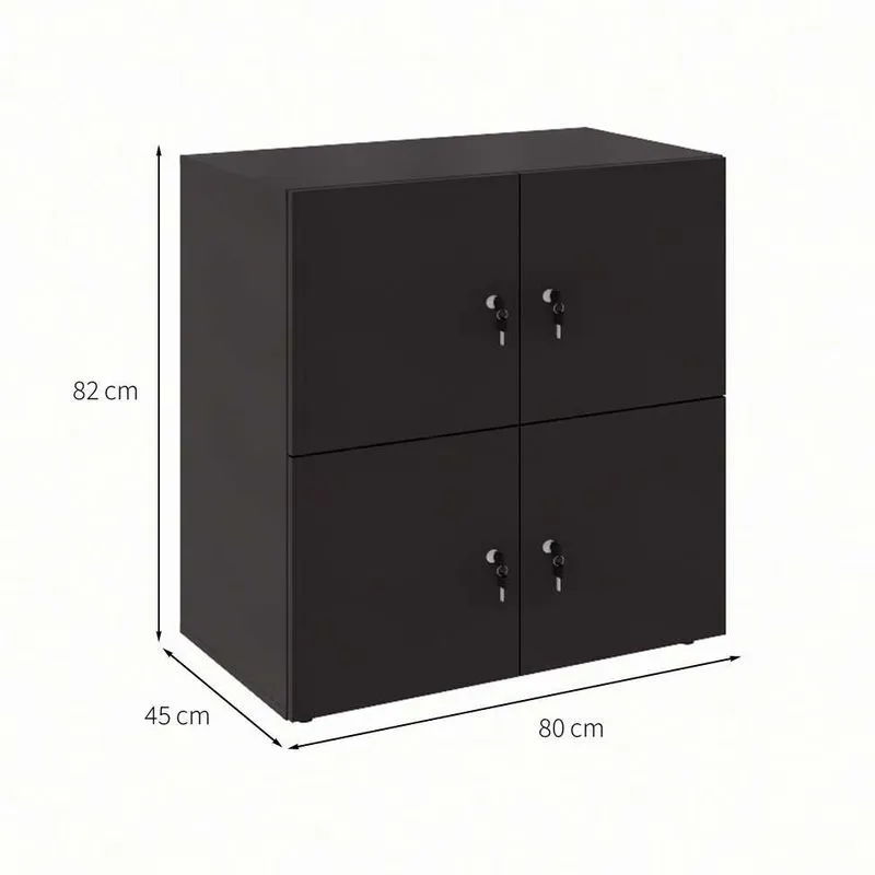 Armário Locker 4 Portas com Fechadura Gebbweb Module MDP Preto Fosco