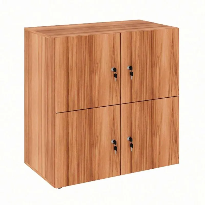 Armário Locker 4 Portas com Fechadura Gebb Work Module Nogueira