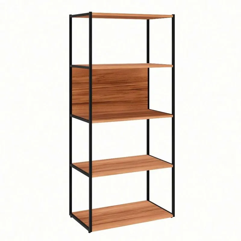 Estante Industrial Shelf Metal e MDP 4 Prateleiras Nogal Sevilha e Preta 139 cm