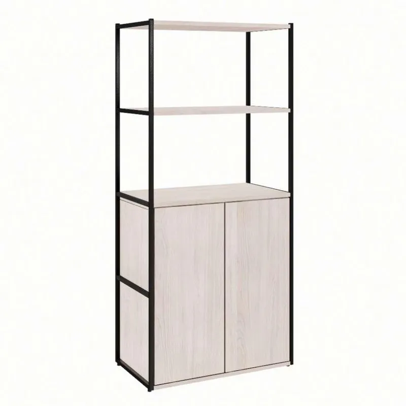 Estante com 2 Portas Modern Design Shelf Metal e MDP Carvalho 139cm