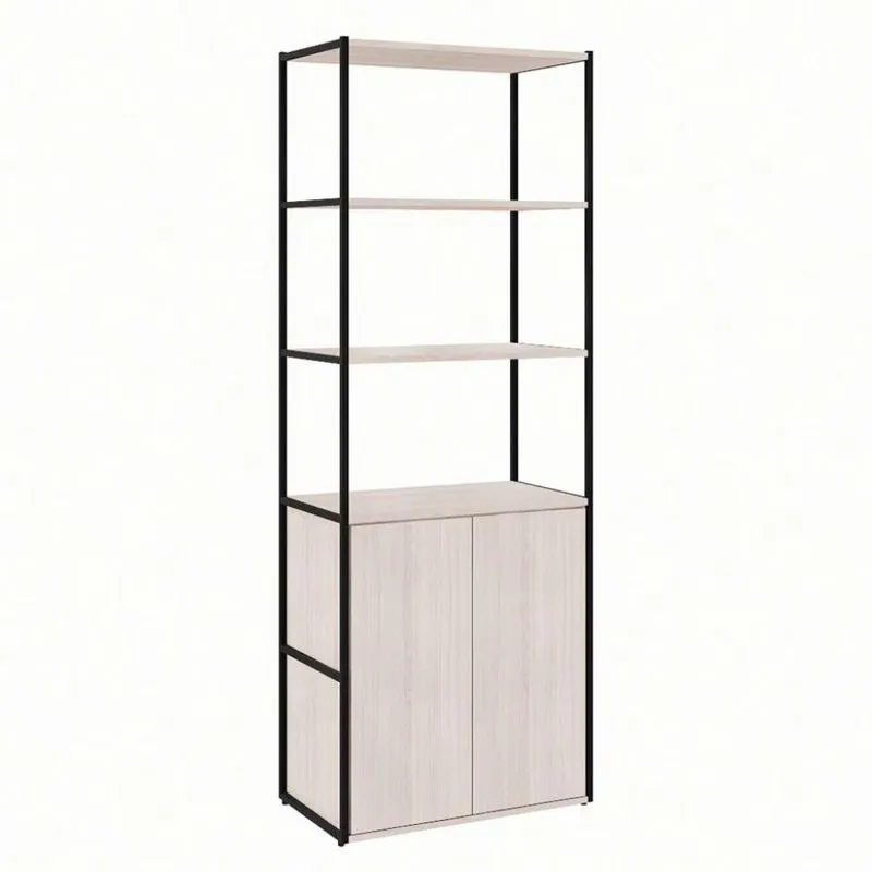 Armário de Escritório Modern Design Shelf MDP e Metal 2 Portas 173cm Carvalho