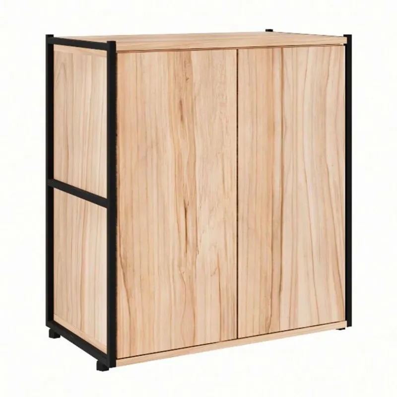 Armário de Escritório 2 Portas Modern Design Shelf MDP e Metal Calvi e Preto 71 cm