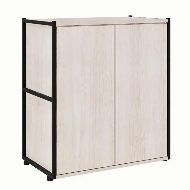 Armário de Escritório Modern Design Shelf MDP e Metal Carvalho Berlin e Preto 71 cm