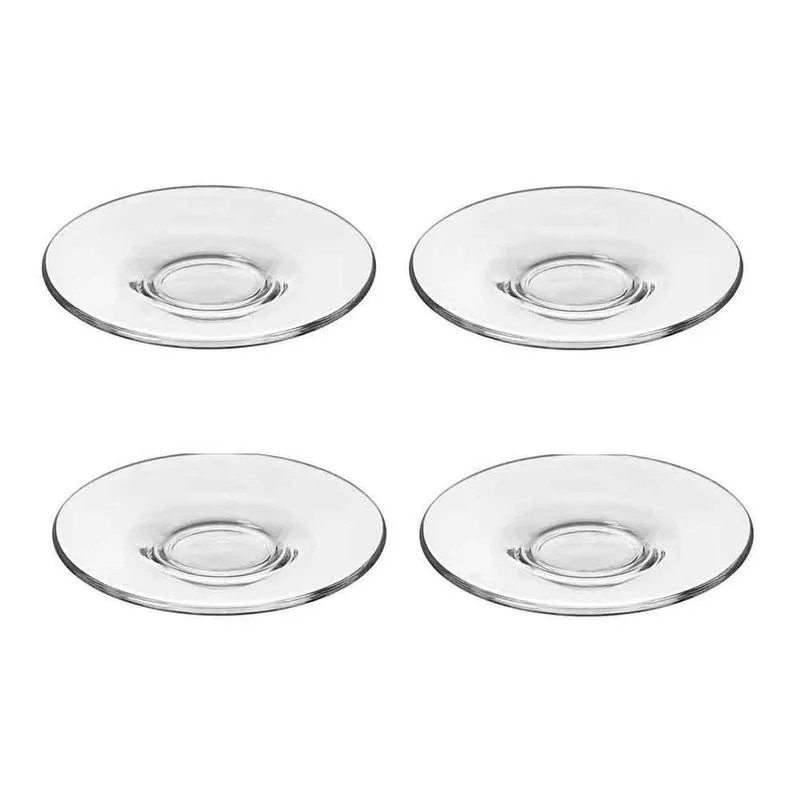 Conjunto Pires 10cm Vidro Borossilicato Xícara 80ml 4 Uni