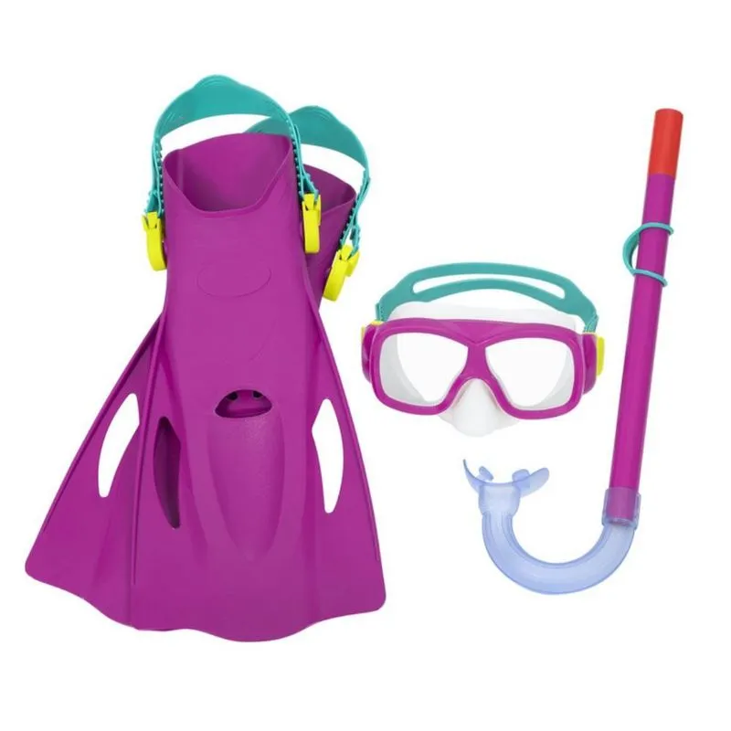 Kit Snorkel, Máscara, Pés De Pato Infantil Freestyle Rosa Bestway 25019