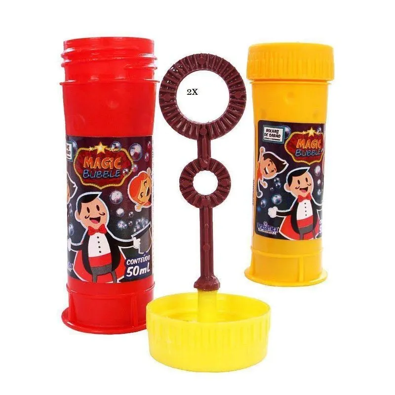 2 Tubos De Bolha De Sabao Magic Bubble 50ml - Brasilflex