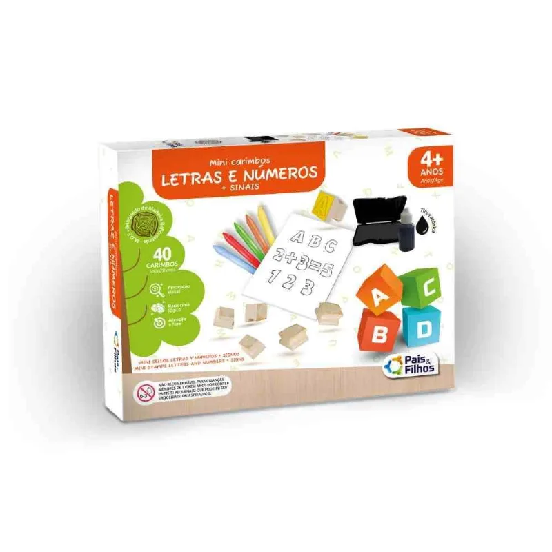 Carimbos Educativos Mini Letras E Números + Sinais Pais E