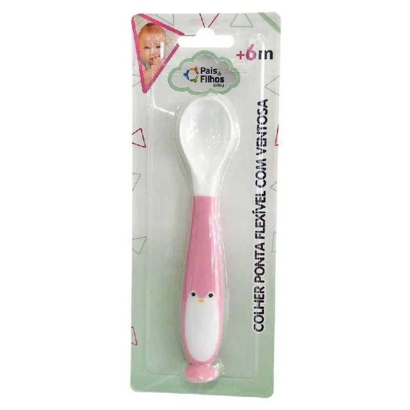 Colher Flexível Com Ventosa - Rosa, Pais E Filhos