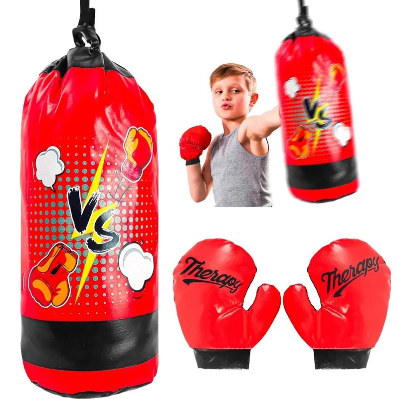 Saco de Boxe Infantil Com Luvas Treino Compacto Crianças Divertido