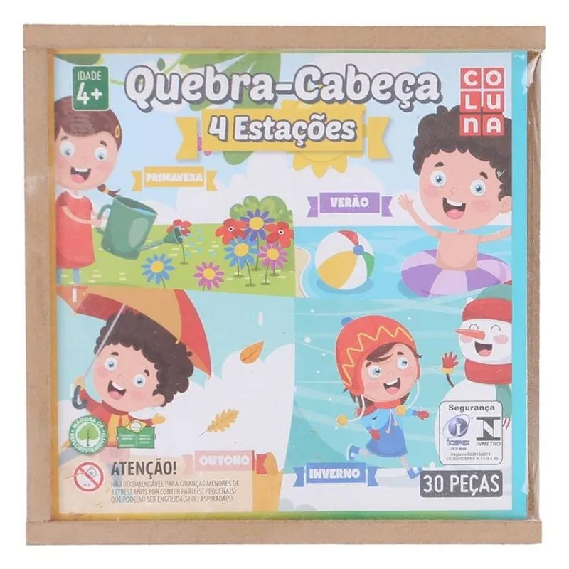 Quebra-Cabeça De Madeira Pais E Filhos 4 Estações 30 Peças (MP)
