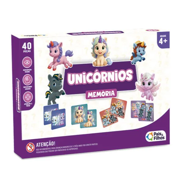 Jogo Da Memória Unicórnios 40 Peças idade 4+PF793600
