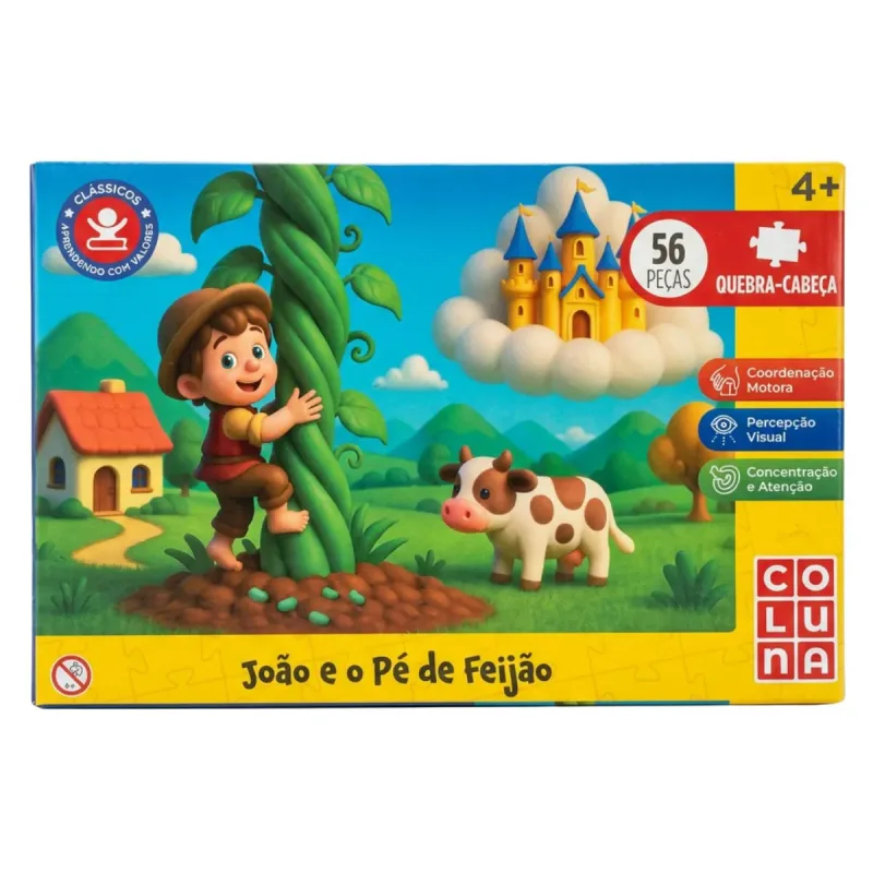 Brinquedo Pais e Filhos Quebra-Cabeca Joao e o Pe de Feijao 56 Pecas com 1 Unidade