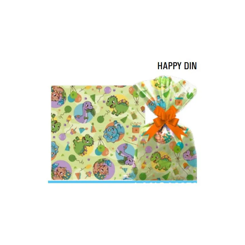 SACO DE PRESENTE PEROLA 232-HAPPY DINO GALA EMBALAGENS