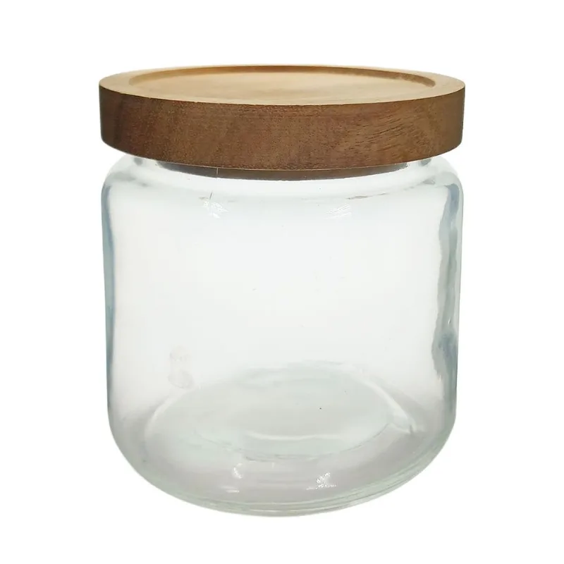 Pote Hermético C/ Tampa MDF 500ml em Vidro Flashgoods