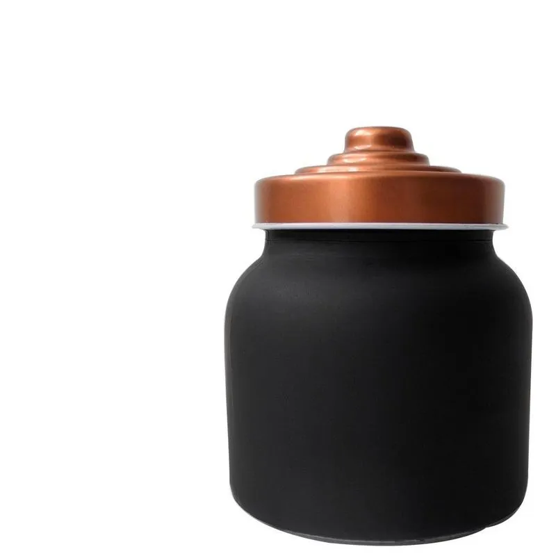 Pote Vidro Preto Fosco 660ml Com Tampa Hermética