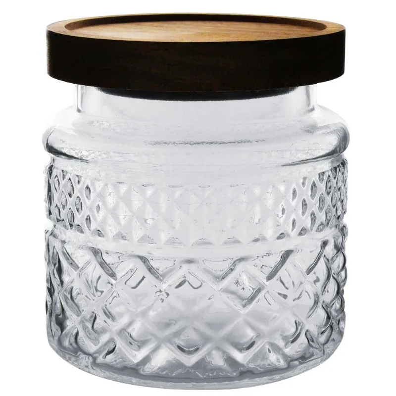 Pote Hermético C/ Tampa Madeira 600ml em Vidro Flashgoods