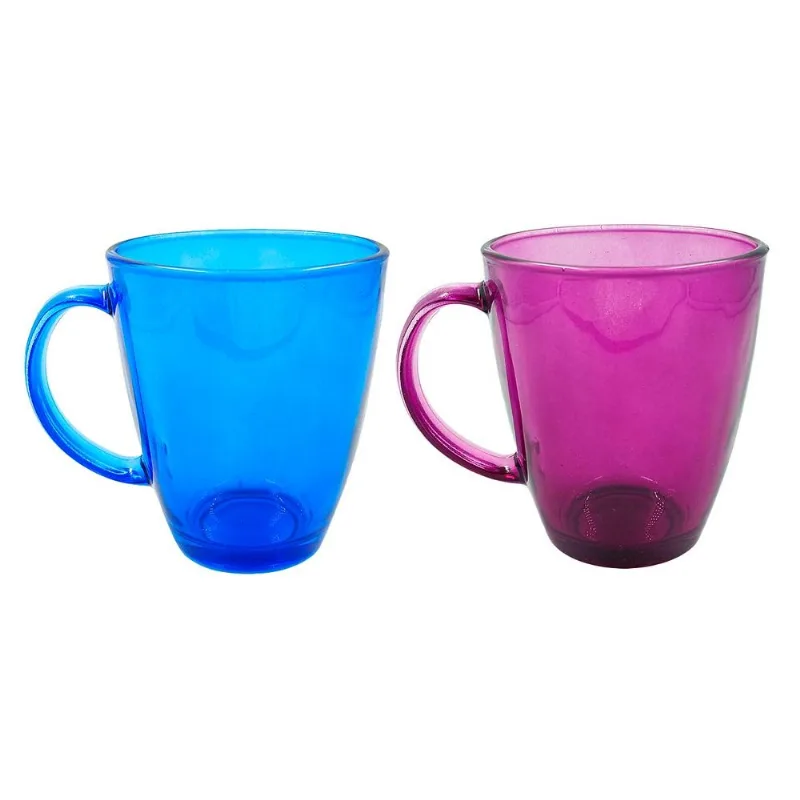 Jogo de Canecas Coloridas 2 Peças 350ml em Vidro Flashgoods-Azul e Roxo