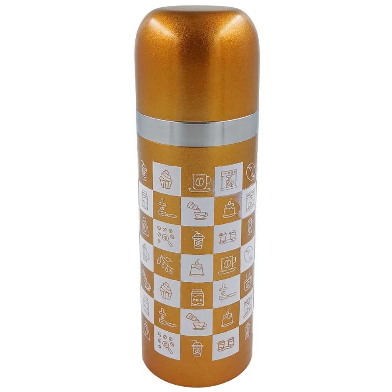 Garrafa Térmica C/ Alça 350ml em Aço Inox FlashGoods-Dourado