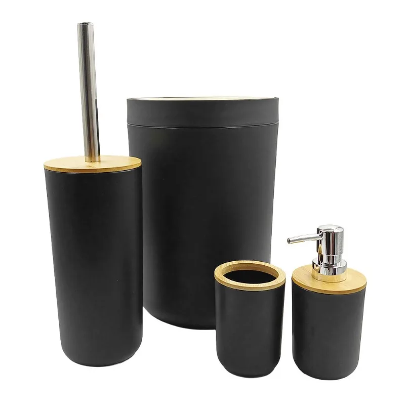 Kit Banheiro C/ Tampa Basculante 4 Peças em Plástico Flashgoods