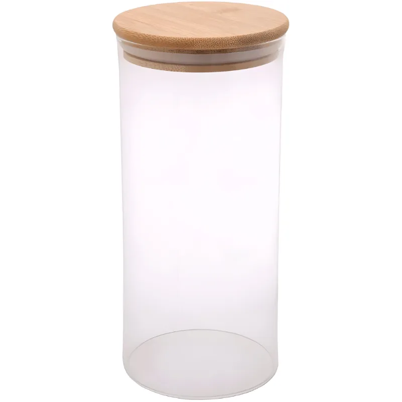 Pote Redondo De Vidro Com Tampa Em Bambu 8,5x8,5x20 950ml Flux/flashgoods (clink)