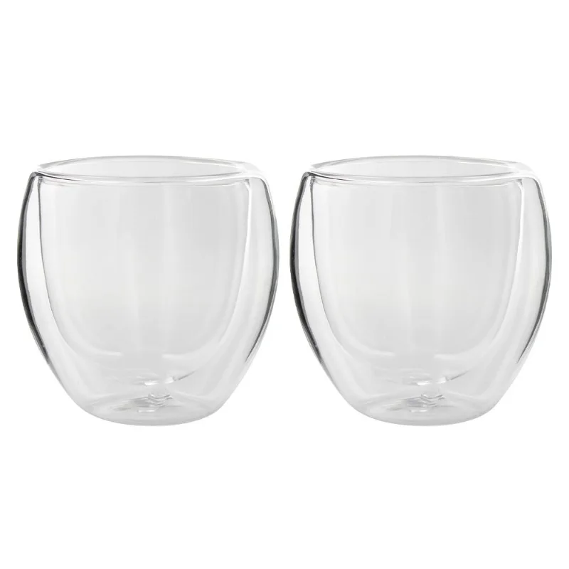 Jogo de Copos Parede Dupla 2 Peças 100ml em Vidro Flasgoods