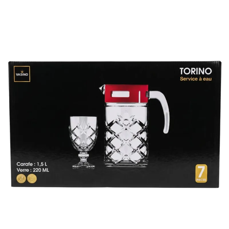Kit 1 Jarra 1,2 L e 6 Copos 200 Ml Flux Diamond Vidro