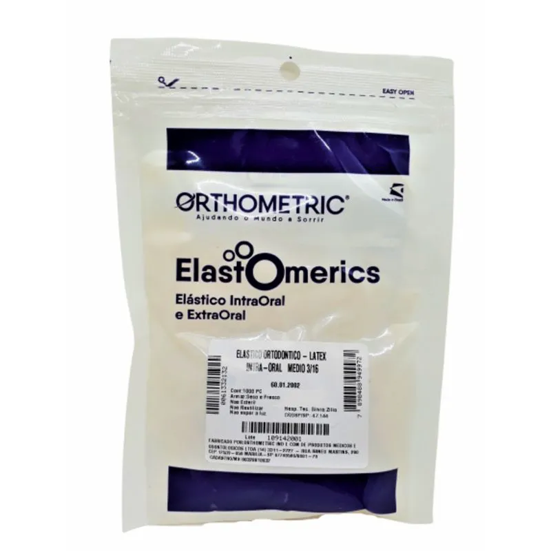 Elástico Intraoral Látex 3/16 1000 Unidades Orthometric - Médio 60.01.2002