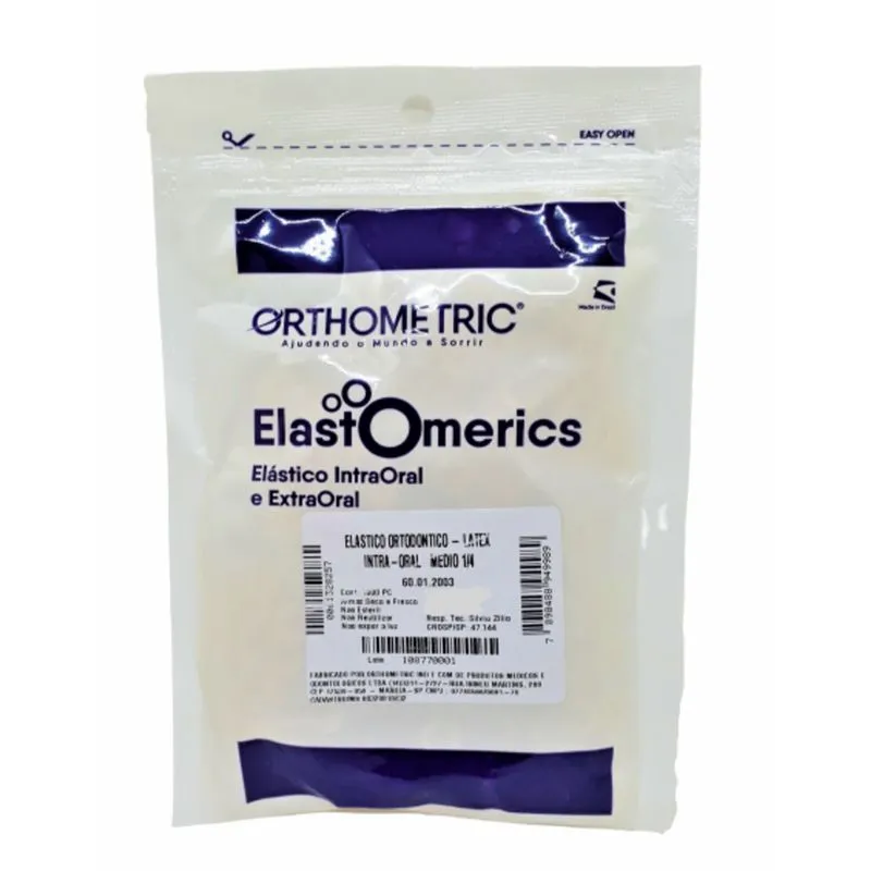 Elástico Intraoral Látex 1/4 1000 Und 3 Tamanhos Orthometric - Médio 60.012003