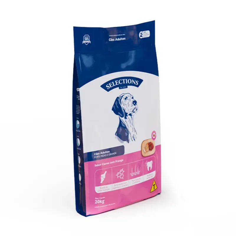 Ração Selections for Pets Cães Adultos Médio e Grande Carne e Frango 20 kg